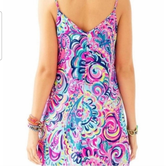 Lilly Pulitzer Silk Dress Psychedelic Sunshine Dusk Lela Mini Spaghetti Strap - Picture 3 of 12
